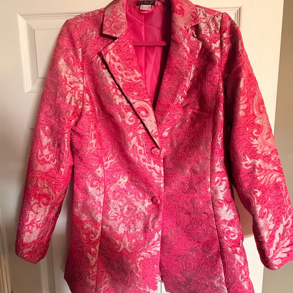 VENUS Hot Pink Brocade Blazer Jacket
